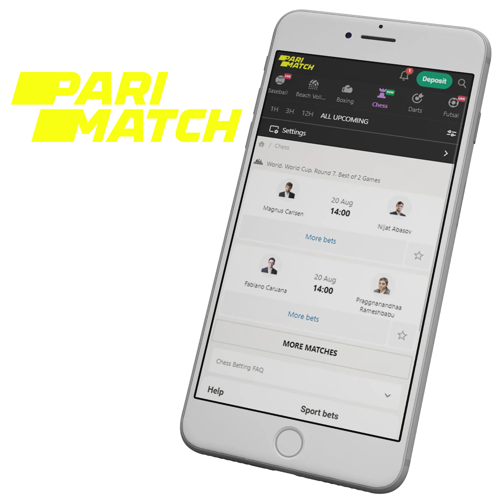 Download Parimatch app on Android and iOS and enjoy chess betting.