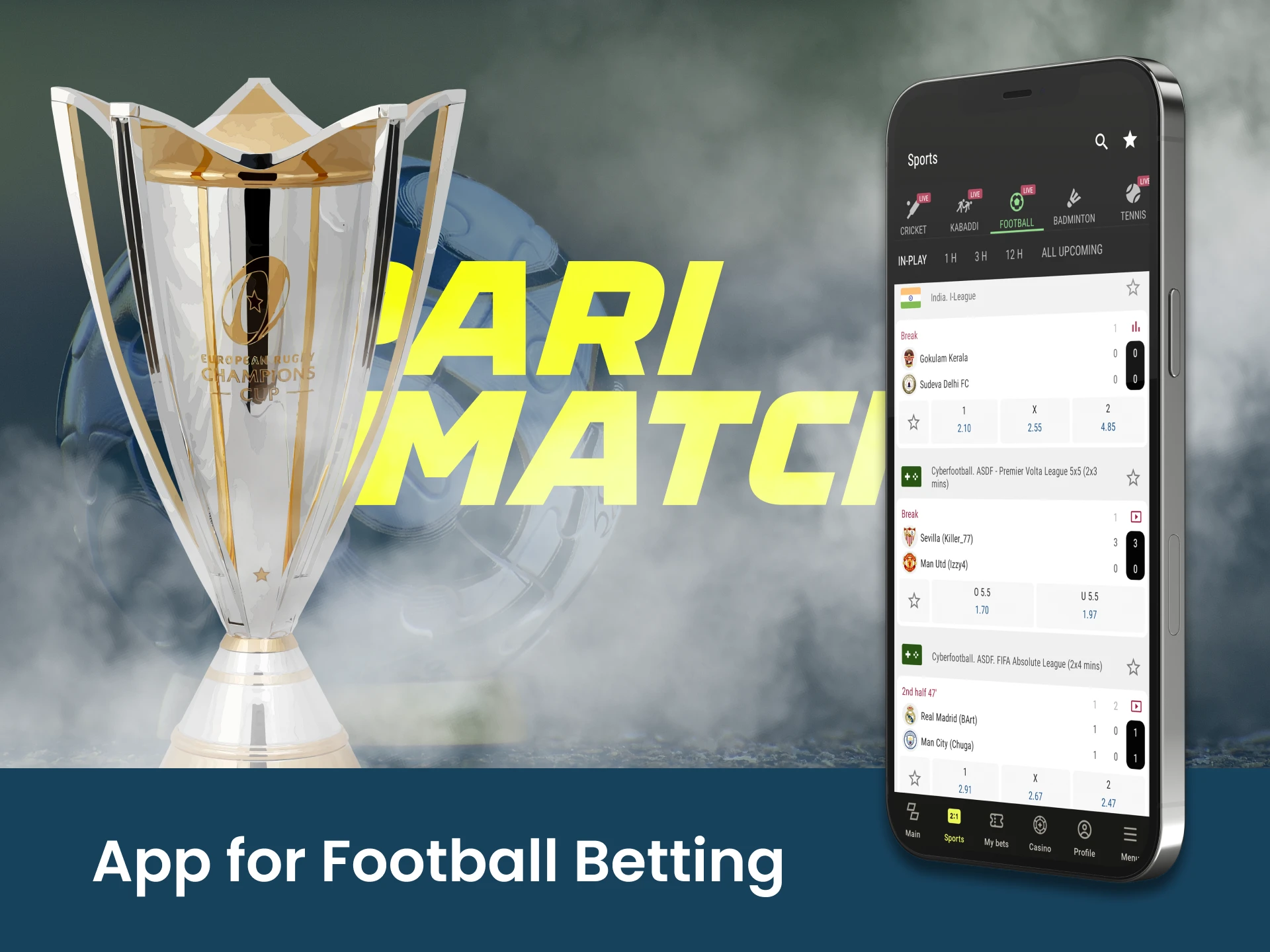 Parimatch is one of the best app for football betting.