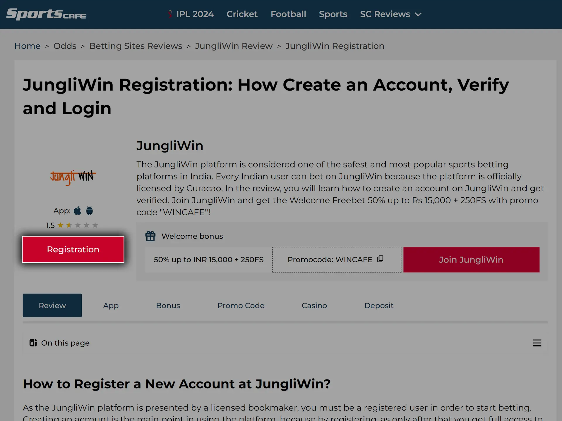 Go to the JungliWin website to start registering.Go to the JungliWin website to start registering.